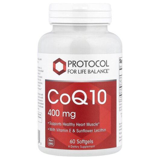 Основне фото товару CoQ10 400 mg Основне фото товару Protocol for Life Balance, CoQ10 400 mg, Коензим CoQ10, 60 капсул