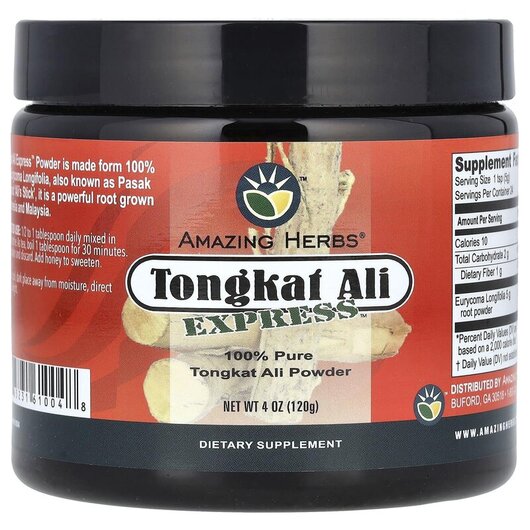 Основное фото товара Amazing Herbs, Тонгкат Али, Tongkat Ali Express Powder, 120 г