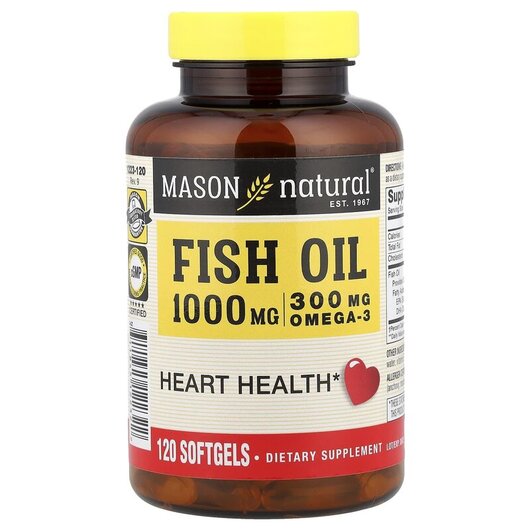 Основное фото товара Омега-3 рыбий жир 1000 мг, Omega-3 Fish Oil 1000 mg 120, 120 капс