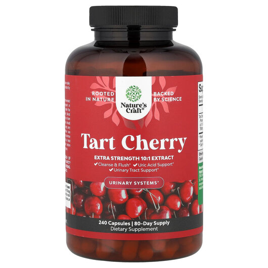Основне фото товару Tart Cherry, 250 mg Основне фото товару Nature's Craft, Tart Cherry, 250 mg, Екстракт вишні, 240 кап