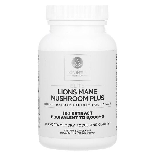 Основное фото товара Dr Emil Nutrition, Грибы, Elite Lions Mane Mushroom Plus, 60 капс