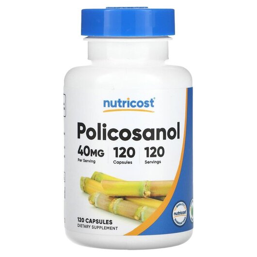 Основне фото товару Nutricost, Policosanol 40 mg, Полікозанол, 120 капсул