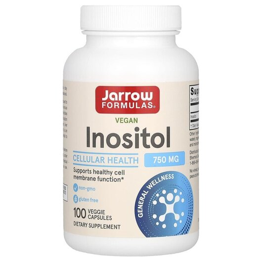 Основне фото товару Jarrow Formulas, Inositol 750 mg, Інозітол 750 мг, 100 капсул