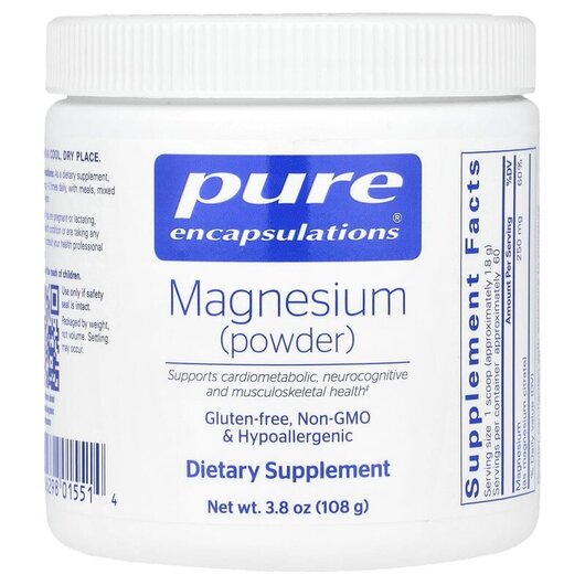 Основне фото товару Pure Encapsulations, Magnesium Powder, Магній, 107 г