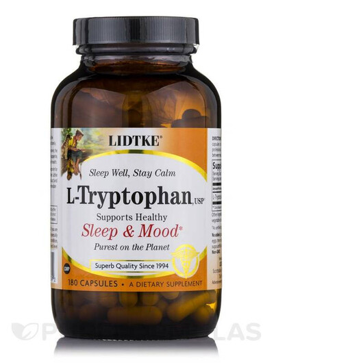 Основне фото товару Lidtke, L-Tryptophan 500 mg, L-Триптофан, 180 капсул