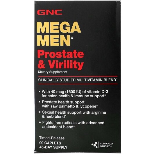 Основное фото товара GNC, Витамины Мега Мен, Mega Men Prostate & Virility, 90 табл