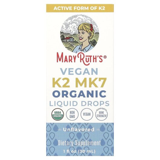 Основне фото товару Organic Vegan K2 MK7 Liquid Drops Unflavored Основне фото товару Organic Vegan K2 MK7 Liquid Drops Unflavored, Вітамін K2, 30 мл