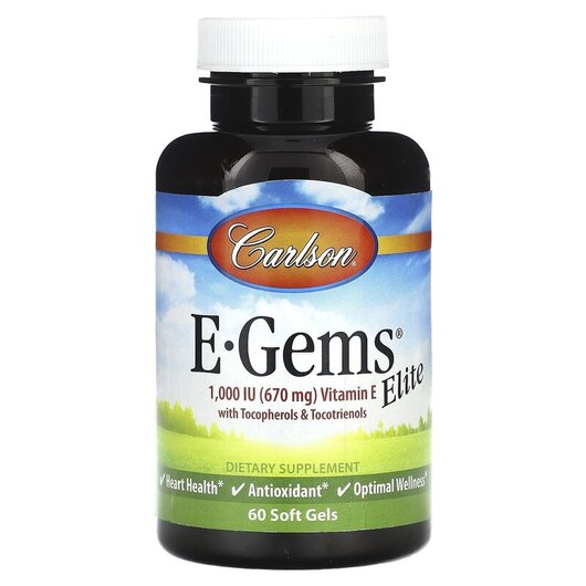 Основное фото товара E-Gems Elite Vitamin E with Tocopherols & Tocotrienols 1000 IU Основное фото товара E-Gems Elite Vitamin E with Tocopherols &, Токотриенолы, 60 м