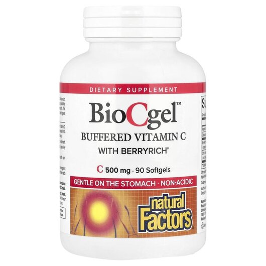 Основное фото товара BioCgel Buffered Vitamin C with BerryRich 500 mg Основное фото товара Natural Factors, Витамин C 500 мг, BioCgel, 90 капсул