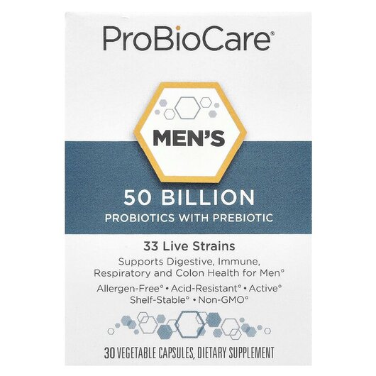 Основне фото товару Men's Probiotics with Prebiotic 50 Billion, Пребіотики, 30 к