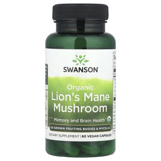 Основное фото товара Swanson, Грибы, Organic Lion's Mane Mushroom 1 g, 60 капсул