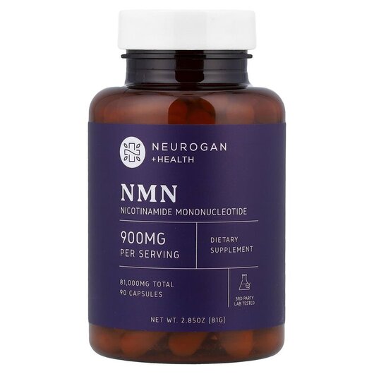 Основне фото товару Neurogan Health, NMN 900 mg, Нікотинамід мононуклеотид, 90 капсул