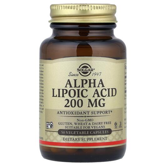Основное фото товара Альфа-липоевая кислота 200 мг, Alpha Lipoic Acid 200 mg, 50 капсу