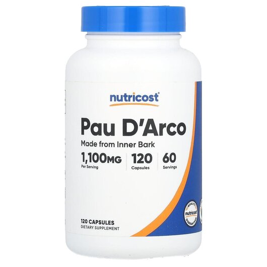 Основное фото товара Nutricost, Пау Д'арко, Pau D'Arco 1100 mg, 120 капсул