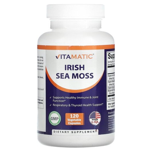 Основне фото товару Vitamatic, Irish Sea Moss, Ірландський морський мох, 120 капсул