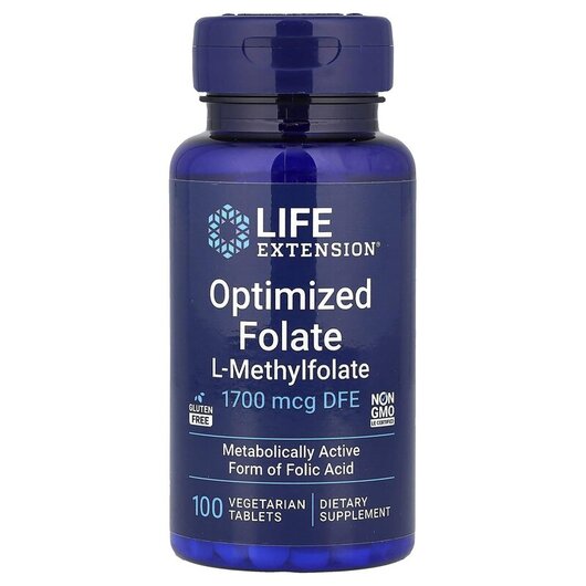 Основне фото товару Life Extension, Optimized Folate 1000 mcg, Метилфолат, 100 таблет