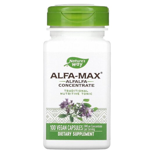 Основне фото товару Nature's Way, Alfa-Max 525 mg, Люцерна 525 мг Альфа-Макс, 10