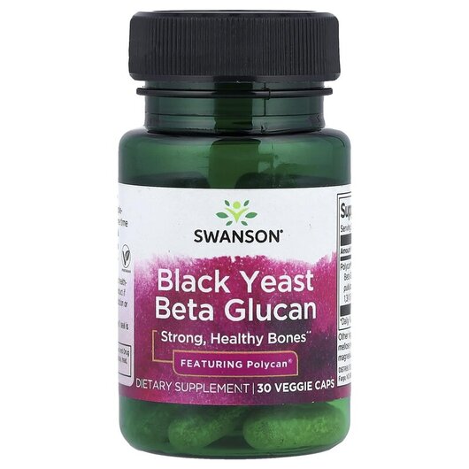 Основное фото товара Black Yeast Beta Glucan Основное фото товара Swanson, Пищевые дрожжи, Black Yeast Beta Glucan, 30 капсул