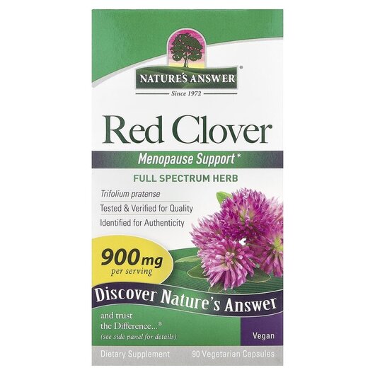 Основное фото товара Nature's Answer, Красный клевер 900 мг, Red Clover 900 mg, 9