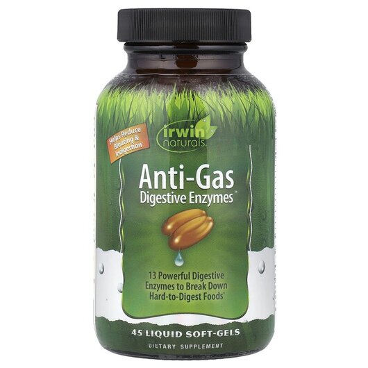 Основное фото товара Irwin Naturals, Ферменты, Anti-Gas Digestive Enzymes, 45 капсул