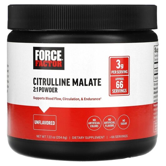 Основное фото товара L-Цитруллин, Citrulline Malate 2:1 Powder Unflavored, 204.6 г