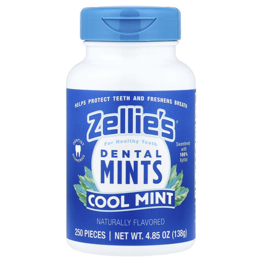 Основное фото товара Zellie's, Зубная паста, Dental Mints Cool Mint, 250 Pieces