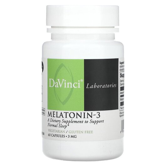 Основне фото товару DaVinci Laboratories, Melatonin-3 3 mg, Мелатонін, 60 капсул