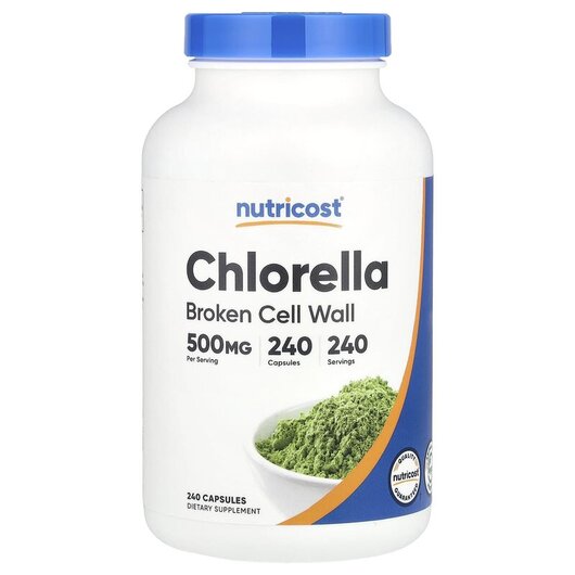 Основне фото товару Nutricost, Chlorella 500 mg, Хлорела, 240 капсул