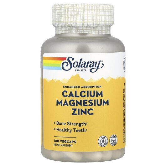 Основное фото товара Calcium Magnesium Zinc Основное фото товара Solaray, Кальций Магний Цинк, Calcium Magnesium Zinc, 100 капсул