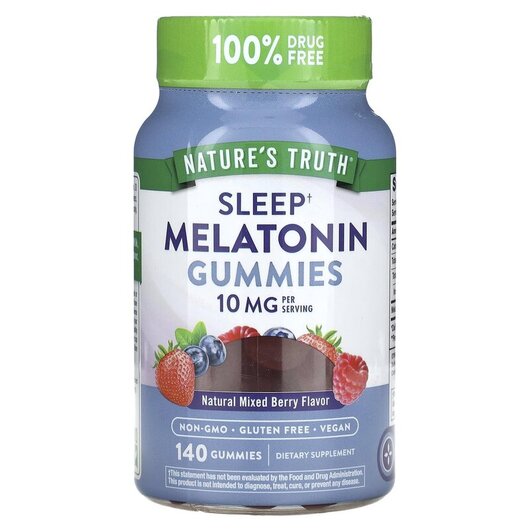 Основне фото товару Sleep Melatonin Gummies Natural Mixed Berry 10, Мелатонін, 140 та