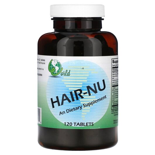 Основне фото товару HAIR-NU Основне фото товару World Organic, HAIR-NU, Шкіра нігті волосся, 120 таблеток