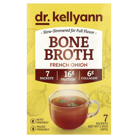 Основне фото товару Bone Broth French Onion 7 Packets 21 g Each Основне фото товару Bone Broth French Onion 7 Packets 21 g Each, Яловичі органи, 1 шт