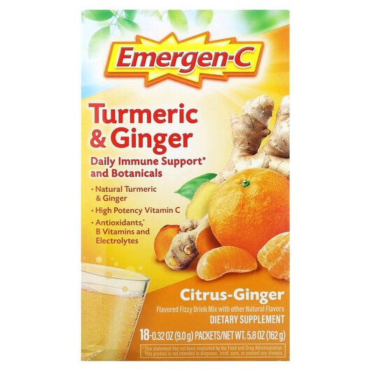 Основне фото товару Turmeric & Ginger Citrus-Ginger 18 Packets, Екстракт кореня к