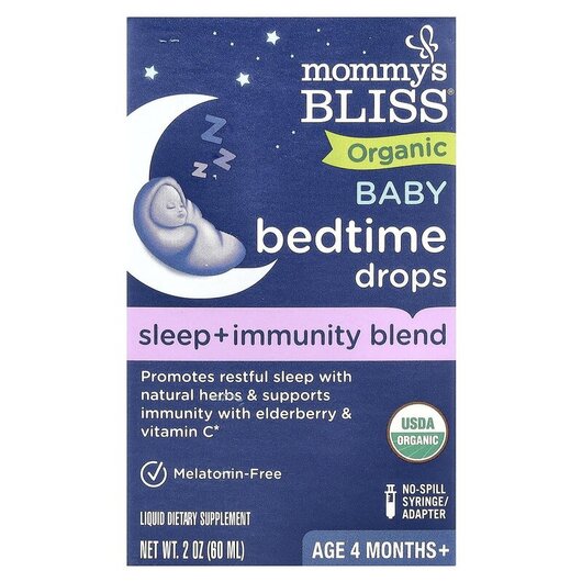 Основное фото товара Organic Baby Bedtime Drops Age 4 Months+ Основное фото товара Поддержка сна, Organic Baby Bedtime Drops Age 4 Months+, 60 мл