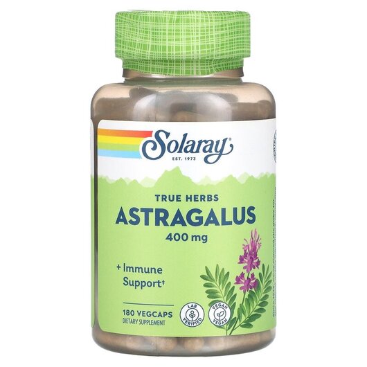 Основное фото товара Solaray, Астрагал, True Herbs Astragalus 400 mg, 180 капсул