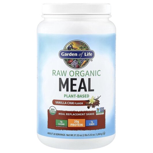 Основное фото товара RAW Organic Meal Vanilla Основное фото товара Garden of Life, Заменитель еды, RAW Organic Meal Vanilla, 1064 г