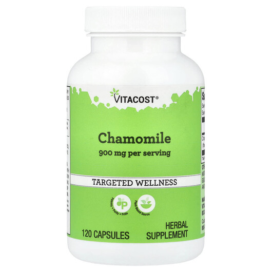 Основное фото товара Vitacost, Ромашка, Chamomile 900 mg, 120 капсул