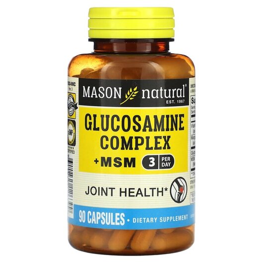 Основне фото товару Mason, Glucosamine Complex + MSM, Глюкозамін Хондроітин, 90 капсу
