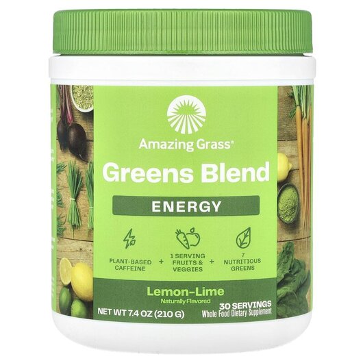 Основне фото товару Amazing Grass, Green Superfood Energy Lemon Lime, Суперфуд, 210 г