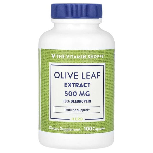 Основне фото товару Olive Leaf Extract 500 mg Основне фото товару TheVitaminShoppe, Olive Leaf Extract 500 mg, Листя оливи, 100 кап