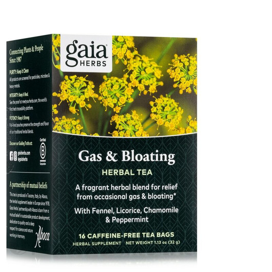 Основне фото товару Gas & Bloating Tea 16 Tea Bags / Основне фото товару Gaia Herbs, Gas & Bloating Tea 16 Tea Bags /, Органічний Чай,