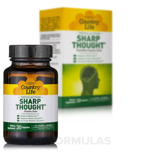 Основне фото товару Country Life, Sharp Thought, Підтримка мозку, 30 капсул