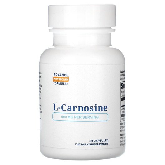Основное фото товара L-Carnosine 500 mg Основное фото товара Advance Physician Formulas, L-Карнозин, L-Carnosine 500 mg, 30 ка