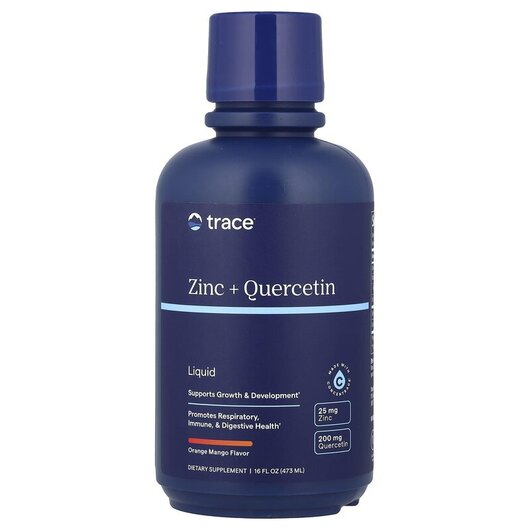 Основне фото товару Liquid Zinc + Quercetin Orange Mango . Основне фото товару Trace, Liquid Zinc + Quercetin Orange Mango ., Кверцетин, 473 мл