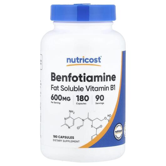 Основное фото товара Benfotiamine 600 mg Основное фото товара Nutricost, Бенфотиамин, Benfotiamine 600 mg, 180 капсул
