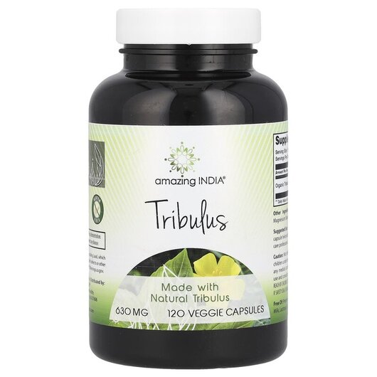 Основне фото товару Tribulus 630 mg Основне фото товару Amazing India, Tribulus 630 mg, Трибулус, 120 капсул