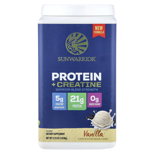 Основне фото товару Protein + Creatine Vanilla Основне фото товару Sunwarrior, Protein + Creatine Vanilla, Протеїн Веганский, 1.013