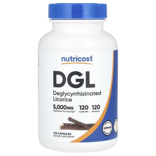 Основне фото товару DGL 5000 mg Основне фото товару Nutricost, DGL 5000 mg, Лакриця, 120 капсул