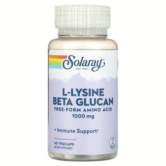 Основное фото товара L-Lysine & Beta Glucan 1000 mg Основное фото товара L-Лизин и Бета-Глюкан 1000 мг, L-Lysine & Beta Glucan, 60 кап
