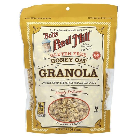 Основне фото товару Bob's Red Mill, Honey Oat Granola Gluten Free, Мед, 340 г